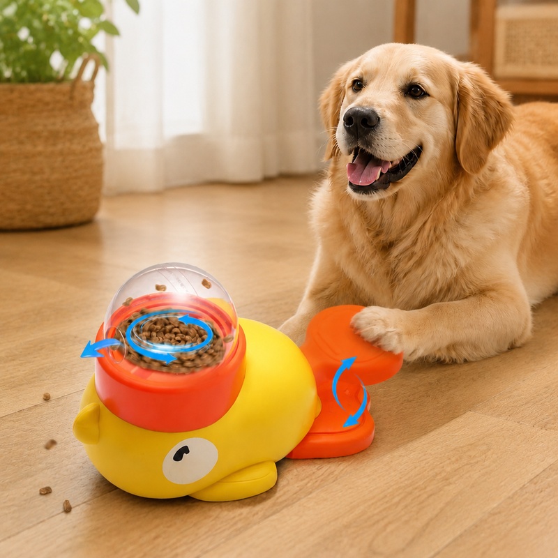 Dog Puzzle Feeder Toy - 만화 오리 모양의 인터랙티브 애완동물 훈련