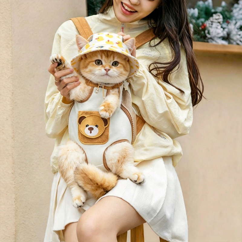 Dog Toys - 귀여운 곰돌이 디자인의 반려동물용 앞면 가방,