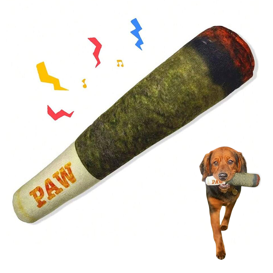 Interactive Squeaky Plush Dog Toy - 치아를 갈아주는 재미있는 시가 모양의 플러시