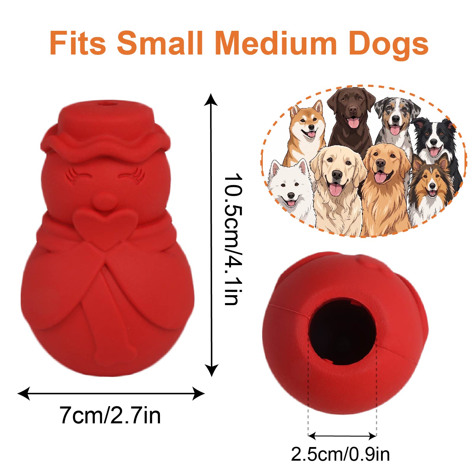 Rubber Treat Dispensing Dog Toy - 눈사람 모양 강아지 퍼즐 장난감, 간식을