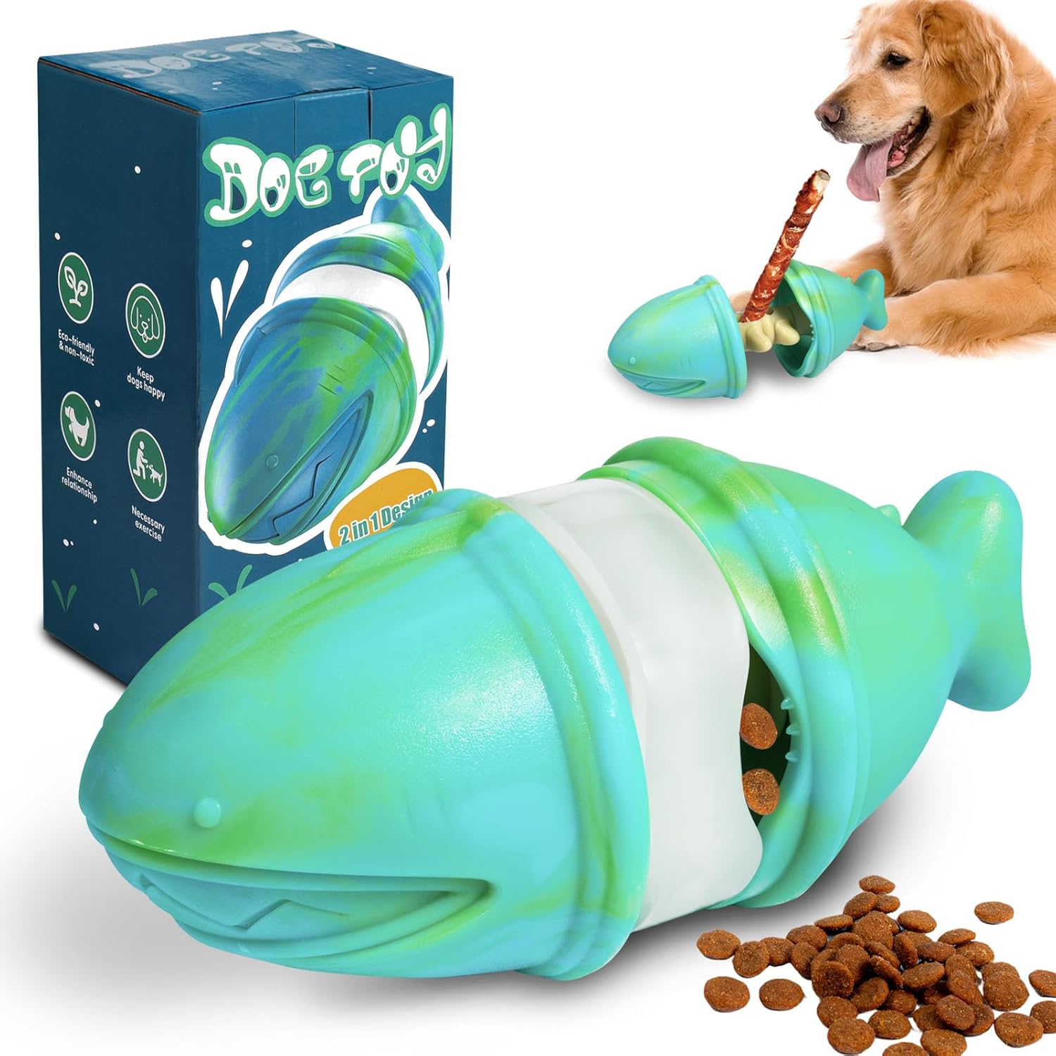 2-in-1 간식 디스펜서 씹는 장난감 & 불리 스틱  - Rubber Treat Dispensing Dog Toy 리뷰 및 가격